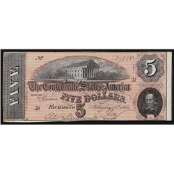 1864 $5 The Confederate States of America Note