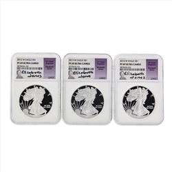 Set of (3) 2012-2014 $1 American Silver Eagle Coins NGC PF69 Ultra Cameo