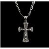 Image 1 : 14 and 18KT White Gold 0.32ctw Diamond Cross Pendant with Chain