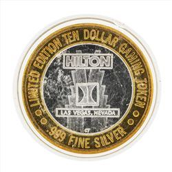 .999 Silver Hilton Las Vegas $10 Casino Gaming Token Limited Edition
