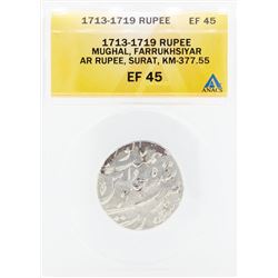 1713-1719 Rupee Mughal Farrukhsiyar AR Surat Coin ANACS EF45