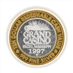 .999 Silver Grand Casino Biloxi Mississippi $10 Casino Gaming Token Limited Edit