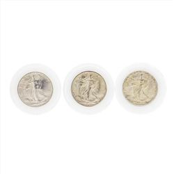 Lot of (3) Two 1946 and One 1940 Walking Liberty Half Dollar Coin