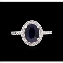 14KT White Gold 2.62ct Blue Sapphire and Diamond Ring