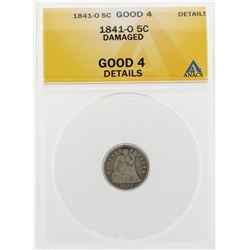 1841-O Seated Half Dime Coin Damaged ANACS Good 4 Details