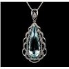 Image 2 : Platinum 17.80ct Aquamarine and Diamond Pendant with Chain