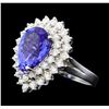 Image 2 : 14KT White Gold 4.37ct Tanzanite and Diamond Ring