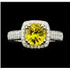 Image 1 : 18KT White Gold 2.11ct Yellow Sapphire and Diamond Ring