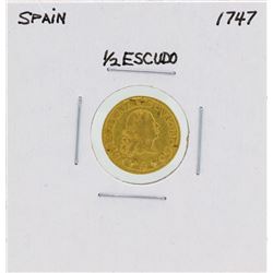 1747 Ferdinand VI Spanish 1/2 Escudos Gold Coin