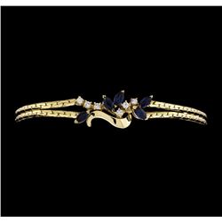 14KT Yellow Gold 0.80ctw Blue Sapphire and Diamond Bracelet