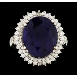 14KT White Gold 12.62ct Sapphire and Diamond Ring