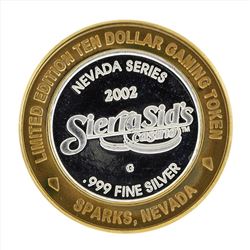.999 Silver Sierra Sids Casino $10 Casino Gaming Token Limited Edition