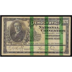 1920 Democratic National Convention San Francisco Ticket