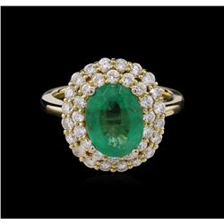 14KT Yellow Gold 2.63ct Emerald and Diamond Ring