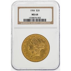 1904 $20 Liberty Head Double Eagle Gold Coin NGC MS64