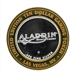 .999 Silver Aladdin Resort Casino $10 Casino Gaming Token Limited Edition