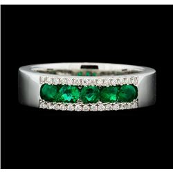 14KT White Gold 0.60ctw Emerald and Diamond Ring