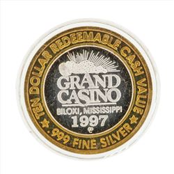 .999 Silver Grand Casino Biloxi Mississippi $10 Casino Gaming Token Limited Edit