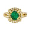 Image 1 : 14KT Yellow Gold 1.32ct Emerald and Diamond Ring