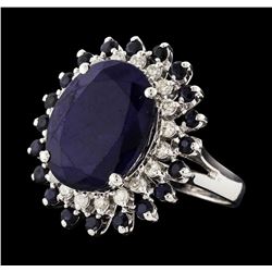 14KT White Gold 12.83ctw Sapphire and Diamond Ring