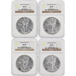2012-2015 American Silver Eagle Coins NGC MS69