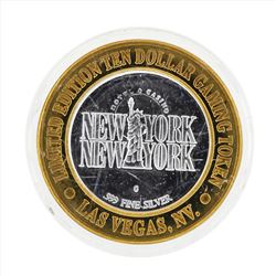 .999 Silver New York New York $10 Casino Gaming Token Limited Edition