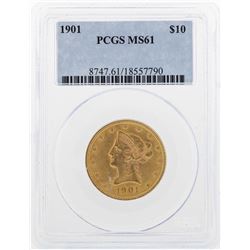 1901 $10 Liberty Head Eagle Gold Coin PCGS MS61