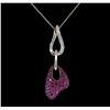 Image 2 : 14KT-18KT White Gold 1.40ctw Pink Sapphire and Diamond Pendant with Chain