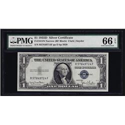 1935D $1 Silver Certificate Note Narrow PMG Gem Uncirculated 66EPQ