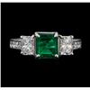 Image 1 : 14KT White Gold 1.30ct Emerald and Diamond Ring