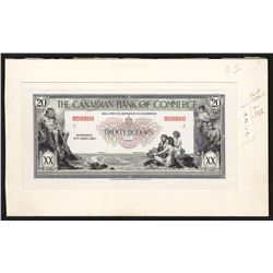 1917 $20 Canadian Bank of Commerce Proof Note