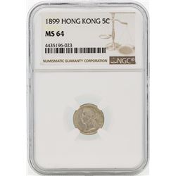 1899 Hong Kong 5 Cents Silver Coin NGC MS64