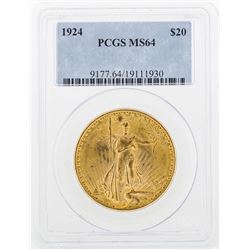 1924 $20 St. Gaudens Double Eagle Gold Coin PCGS MS64