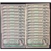 Image 1 : Bank of Canada $1, 1954, Prefix Set - Lot of 25