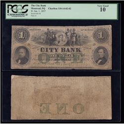 City Bank $1, 1857