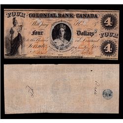 Colonial Bank of Canada $4, 1859