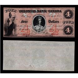Colonial Bank of Canada $4, 1859