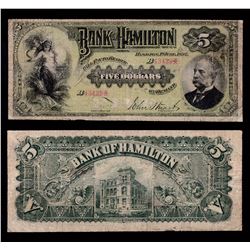 Bank of Hamilton $5, 1892