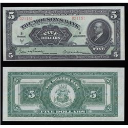 Molsons Bank $5, 1922