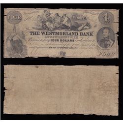 Westmorland Bank $4, 1854