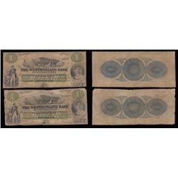 Westmorland Bank $1, 1861