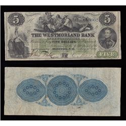 Westmorland Bank $5, 1861