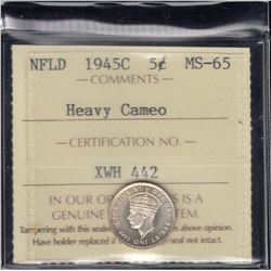 1945c Newfoundland Five Cents
