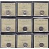 Image 1 : Lot of 9 ICCS Graded Ten Cents