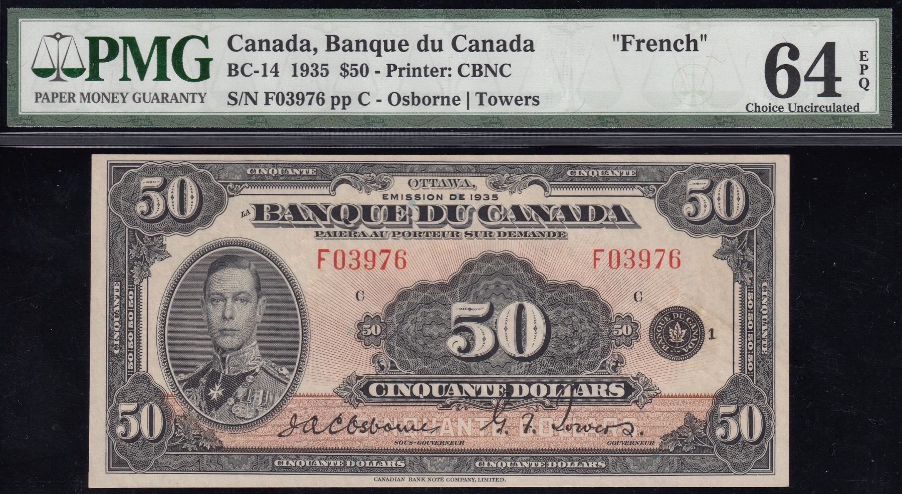 Banque du Canada $50, 1935 French ebay canada french