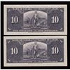Image 2 : Bank of Canada $10, 1937 - Lot of 2 Consecutive