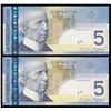 Image 2 : Bank of Canada $5, 2008 Matched Number Radar Set