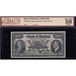 Bank of Montreal $20, 1938