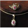 Image 1 : RUBY & DIAMOND NECKLACE & RING