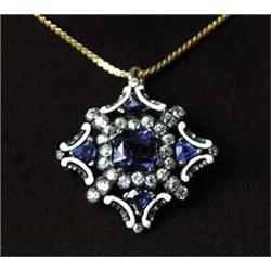 TIFFANY SAPPHIRE & DIAMOND BROOCH/PENDANT